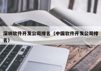 深圳软件开发公司排名（中国软件开发公司排名）